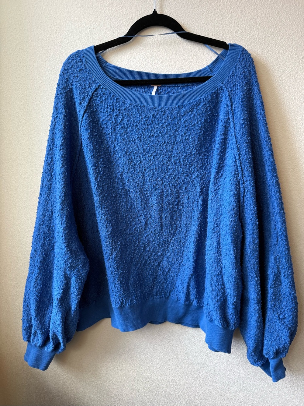 Free People Textured Royal Blue Scoopneck Sweater